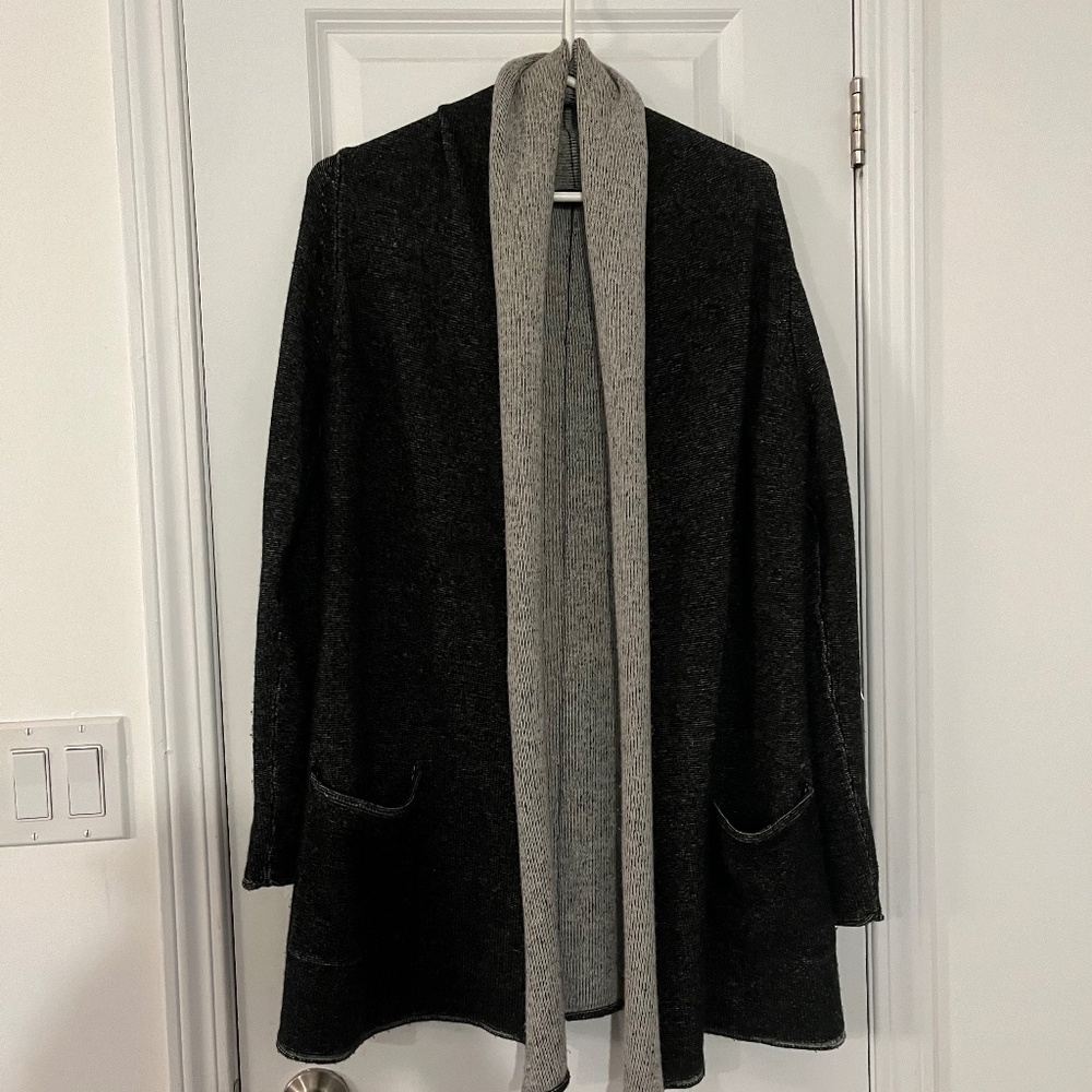 Aritzia Babaton Beekman wool blend open front charcoal cardigan sweater
